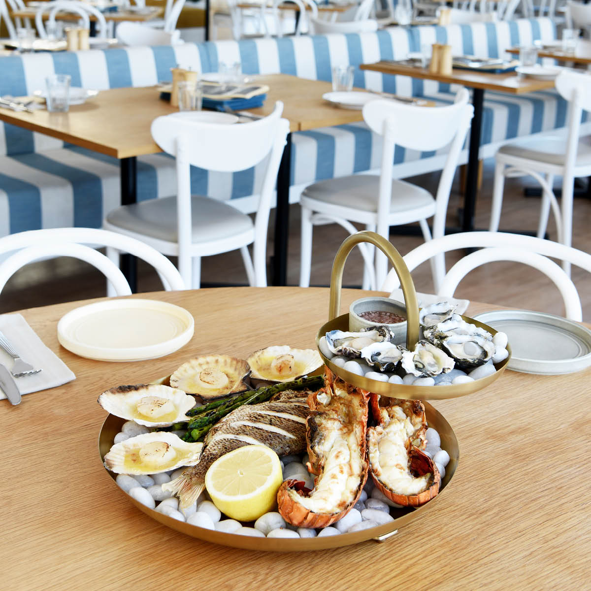 06993 Chef Inox Round Seafood Stand 2-Tier Brass / Iron 365x365x255mm Tomkin Australia Hospitality Supplies