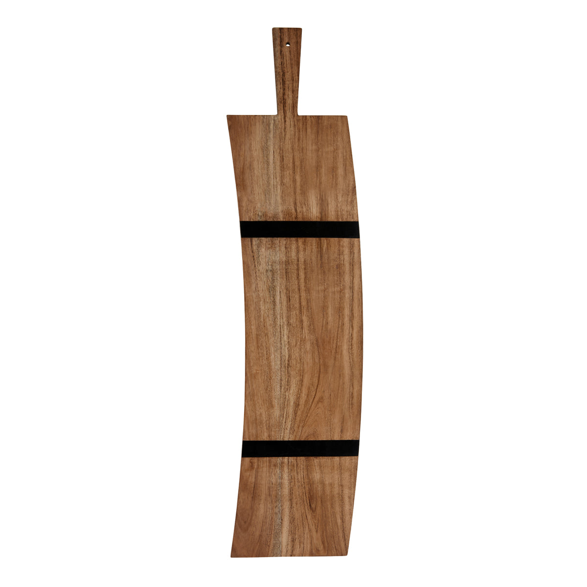 04972 Chef Inox Serve Acacia Paddle Board Bent with Black Acacia Inlay 810x185x25mm Tomkin Australia Hospitality Supplies