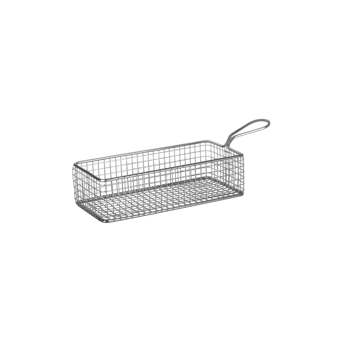 '07687 Chef Inox Wire Serving Basket Rectangular with Handle 200x100x60mm Tomkin Australia Hospitality Supplies