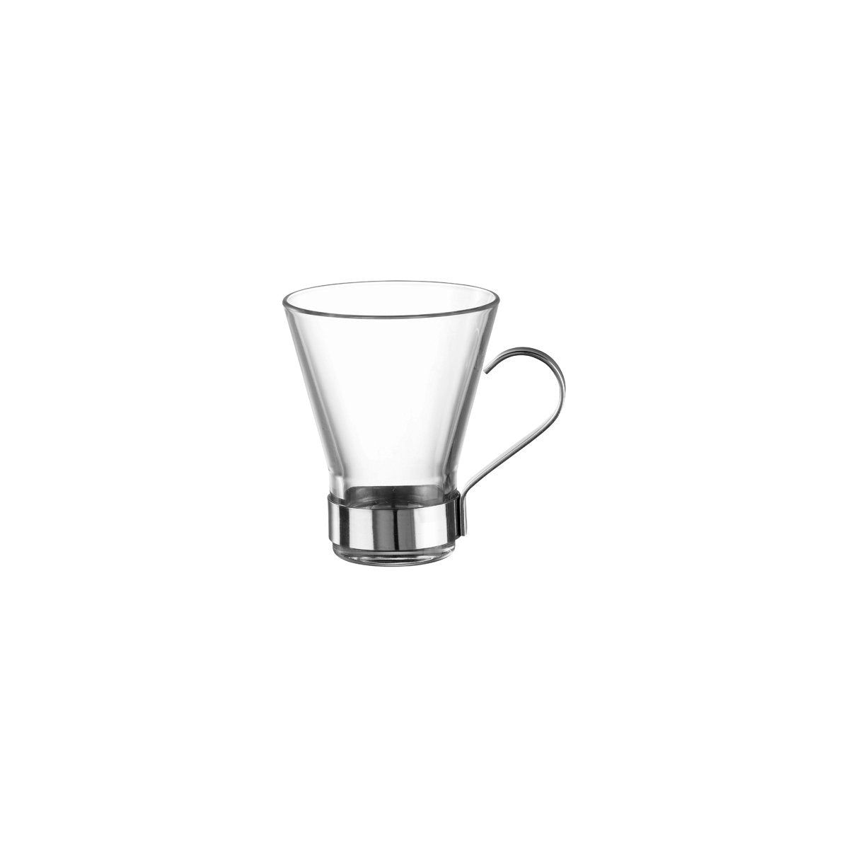 310-255 Bormioli Rocco Ypsilon Cappuccino Cup 220ml With Stainless Steel Handle Tomkin Australia Hospitality Supplies