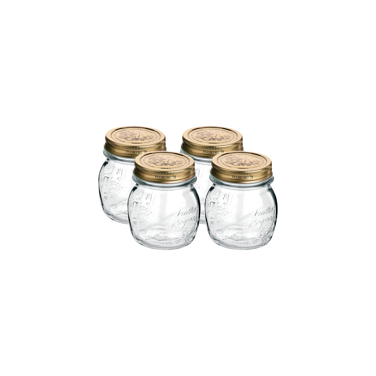 340-011SET Bormioli Rocco Quattro Stagioni Jar with Lid 4 Piece Set 250ml Tomkin Australia Hospitality Supplies