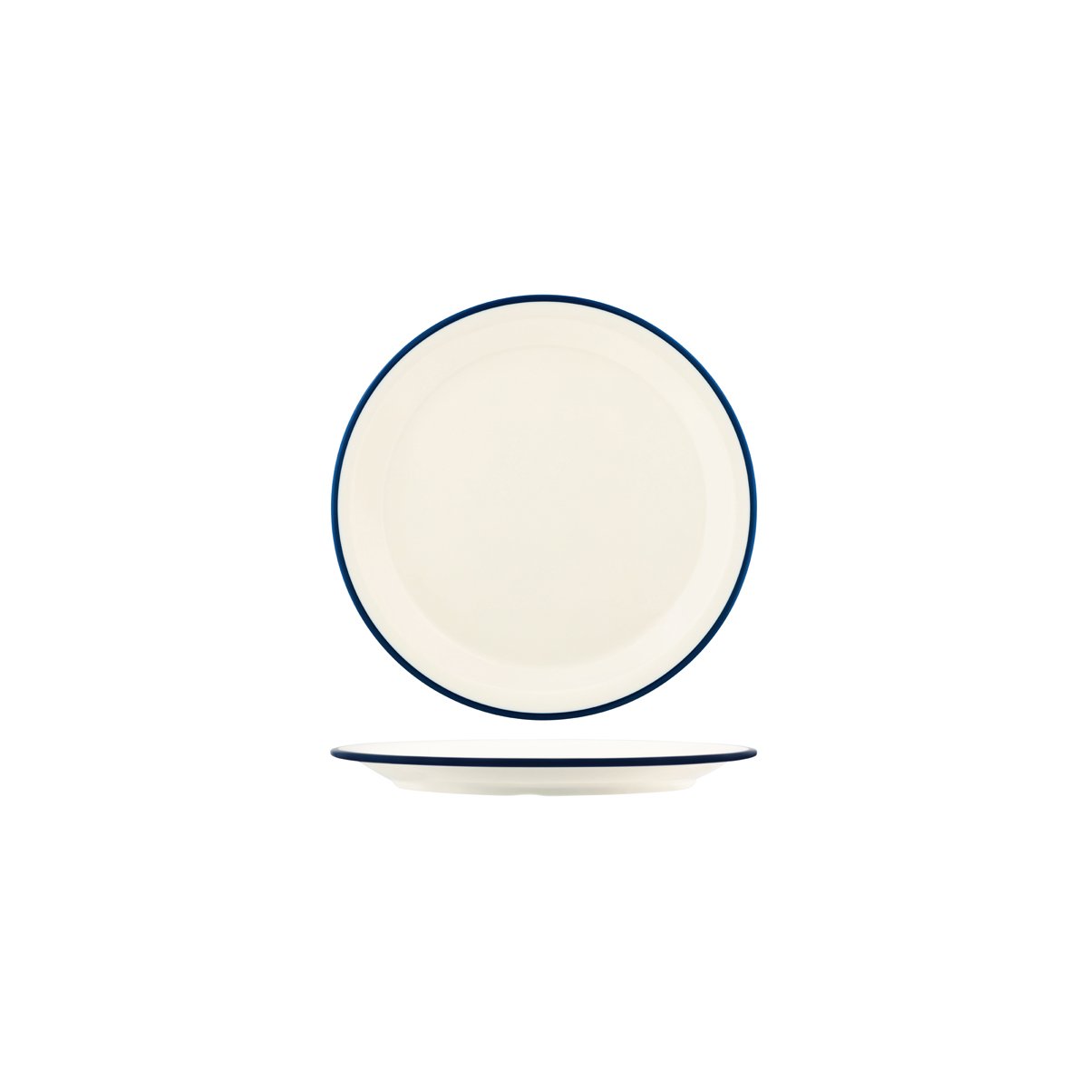 49930 JAB JAB Vintage Cream / Blue Rim Round Plate 190mm Tomkin Australia Hospitality Supplies