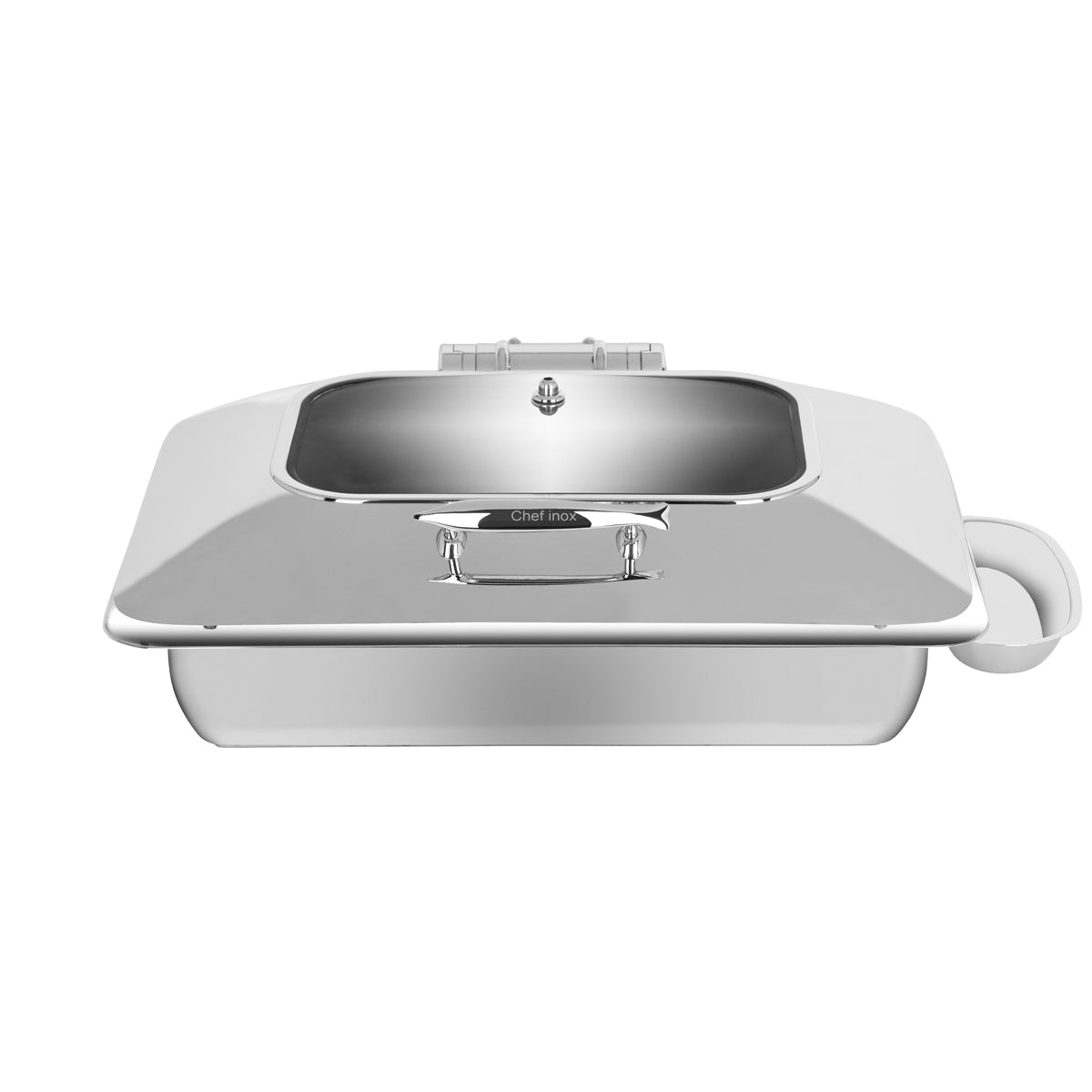 54910 Chef Inox Delux Chafer Rectangular 18/8 Stainless Steel 1/1 Size with Glass Lid Tomkin Australia Hospitality Supplies
