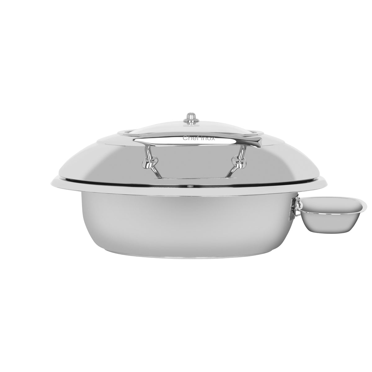 54916 Chef Inox Delux Chafer Round 18/8 Stainless Steel Large with Glass Lid Tomkin Australia Hospitality Supplies