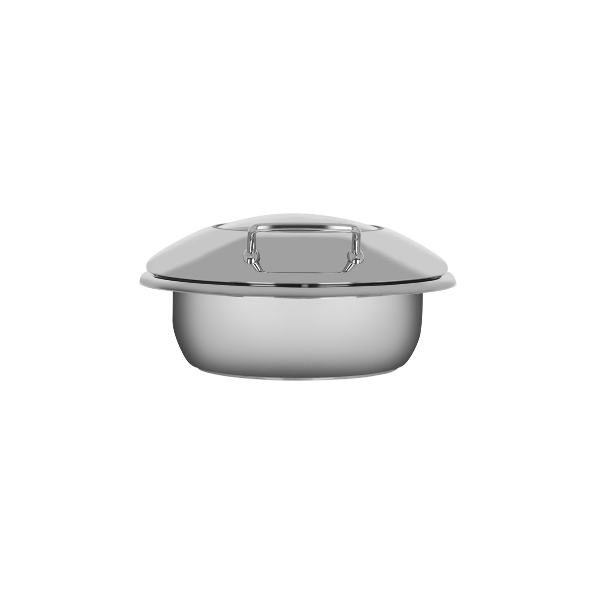 54925 Chef Inox Ultra Chafer Round 18/8 Stainless Steel Small with Glass Lid Tomkin Australia Hospitality Supplies