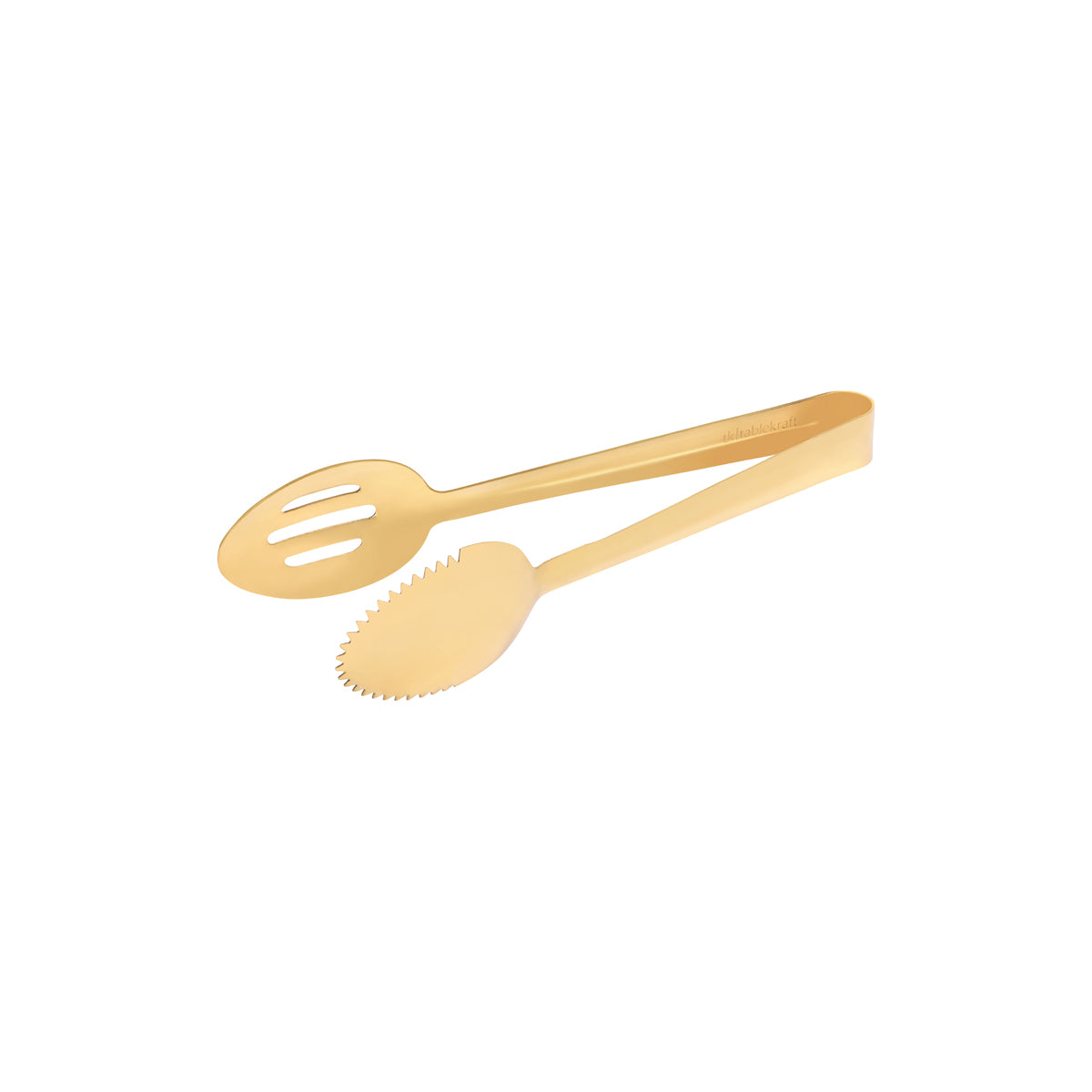 70274-G Tablekraft Tong Spoon One Side Slotted Gold 245mm Tomkin Australia Hospitality Supplies