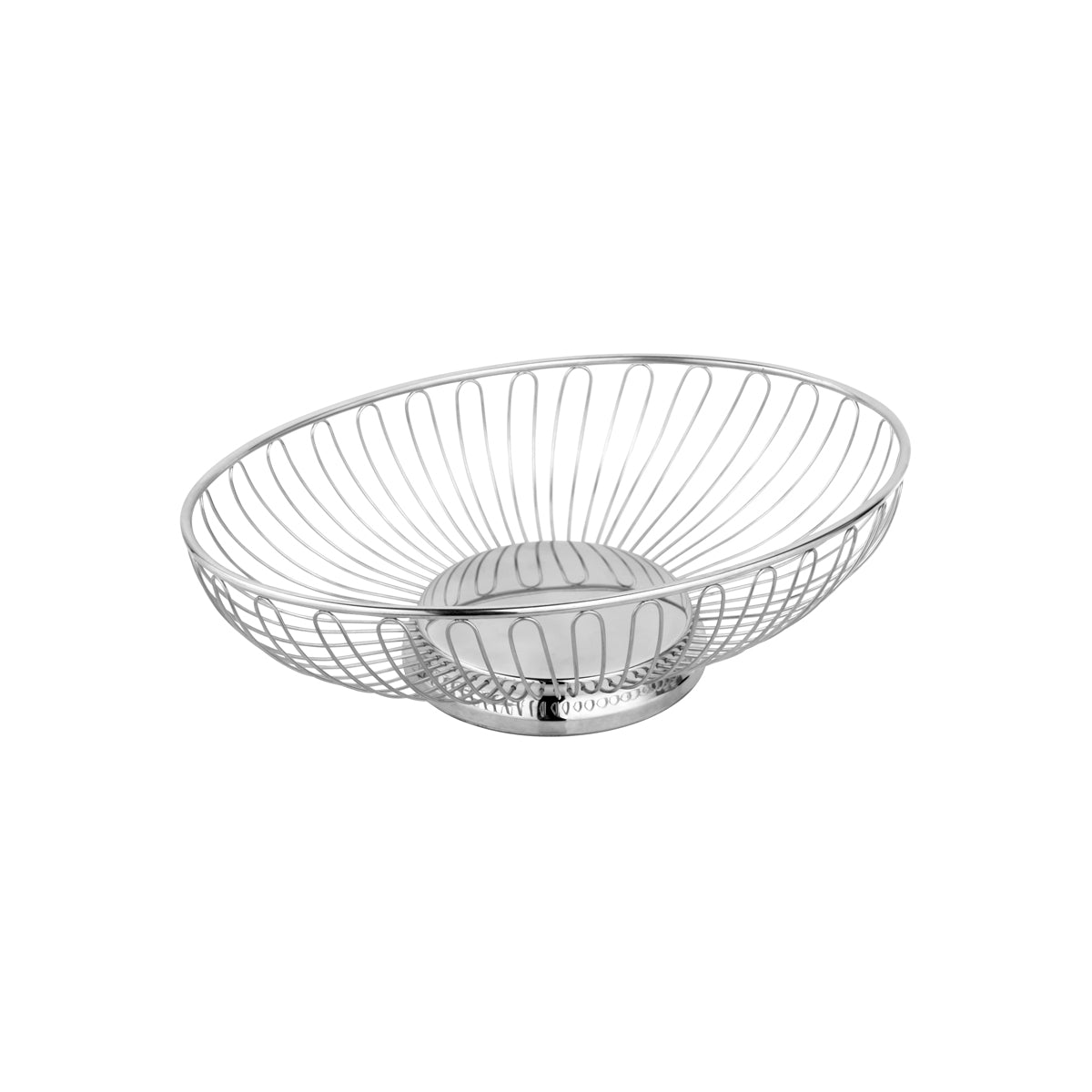 70359 Chef Inox Oval Wire Basket Solid Base Stainless Steel 275x225x88mm Tomkin Australia Hospitality Supplies