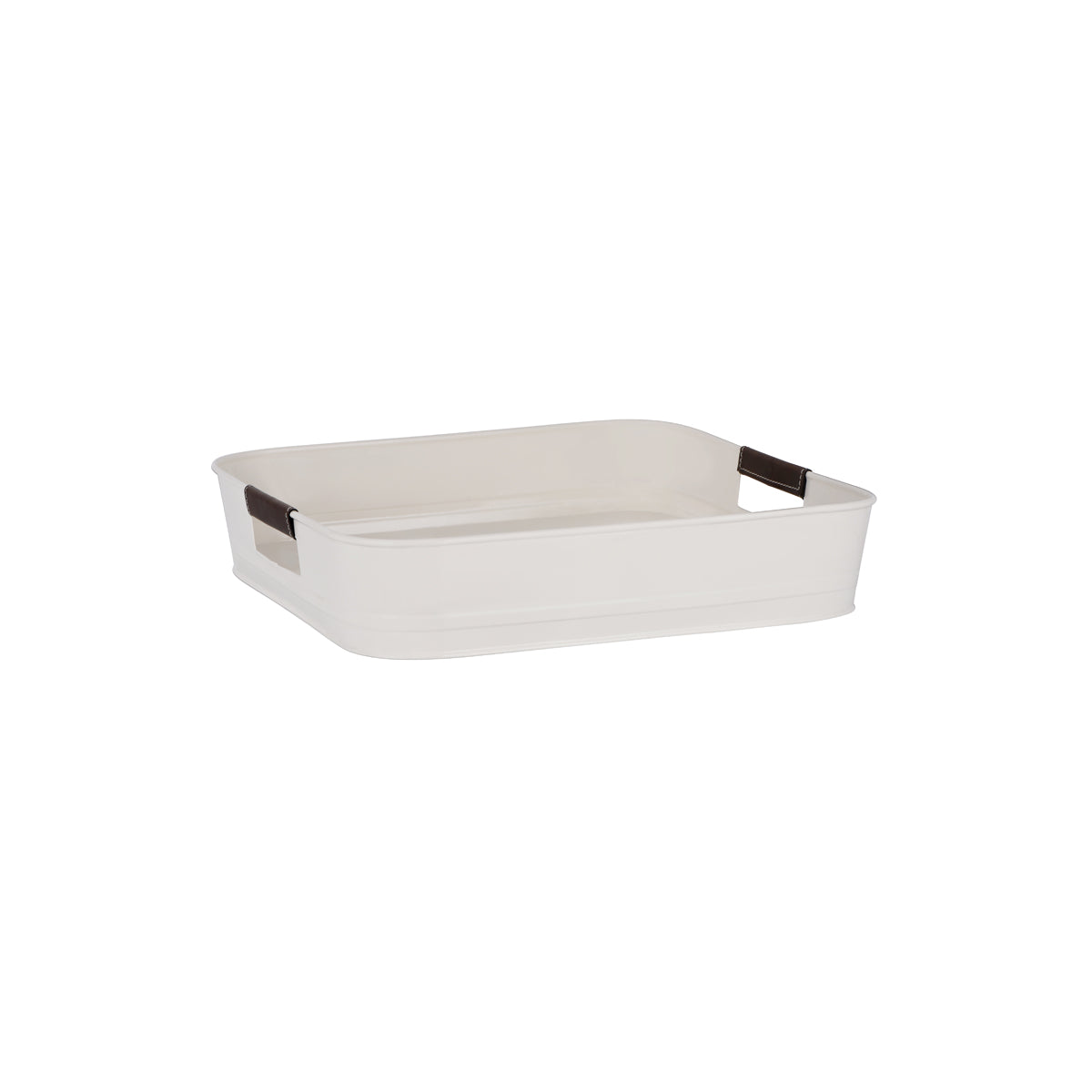 78830 Chef Inox Coney Island Creme Powder Coated Square Tray with Leather Handle 350x75mm Tomkin Australia Hospitality Supplies
