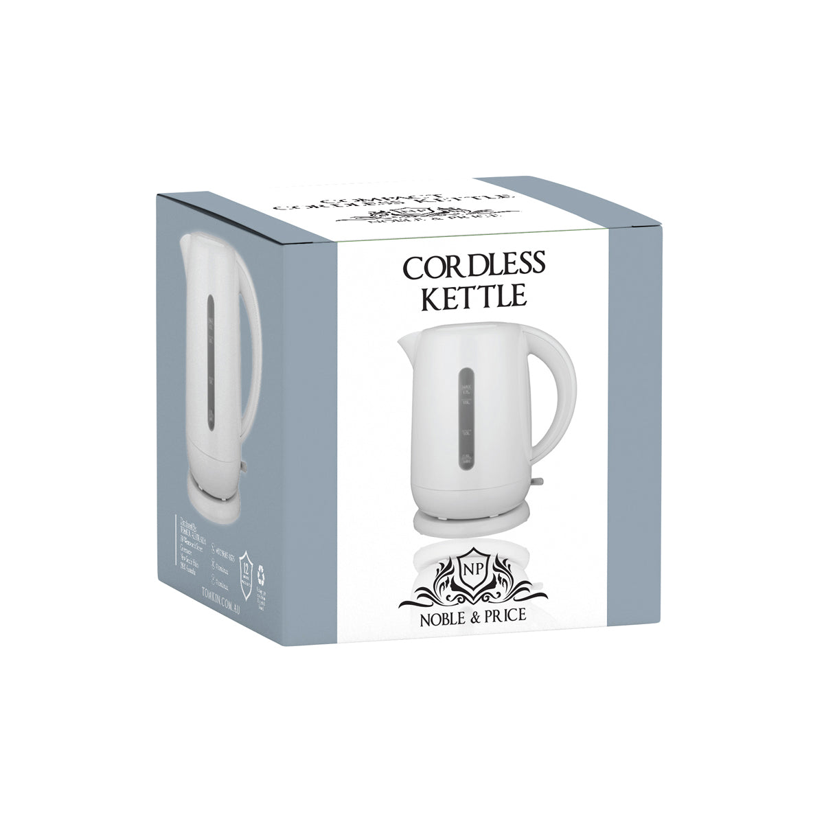 9000-11 Noble & Price Cordless Kettle White 1.7Lt Tomkin Australia Hospitality Supplies