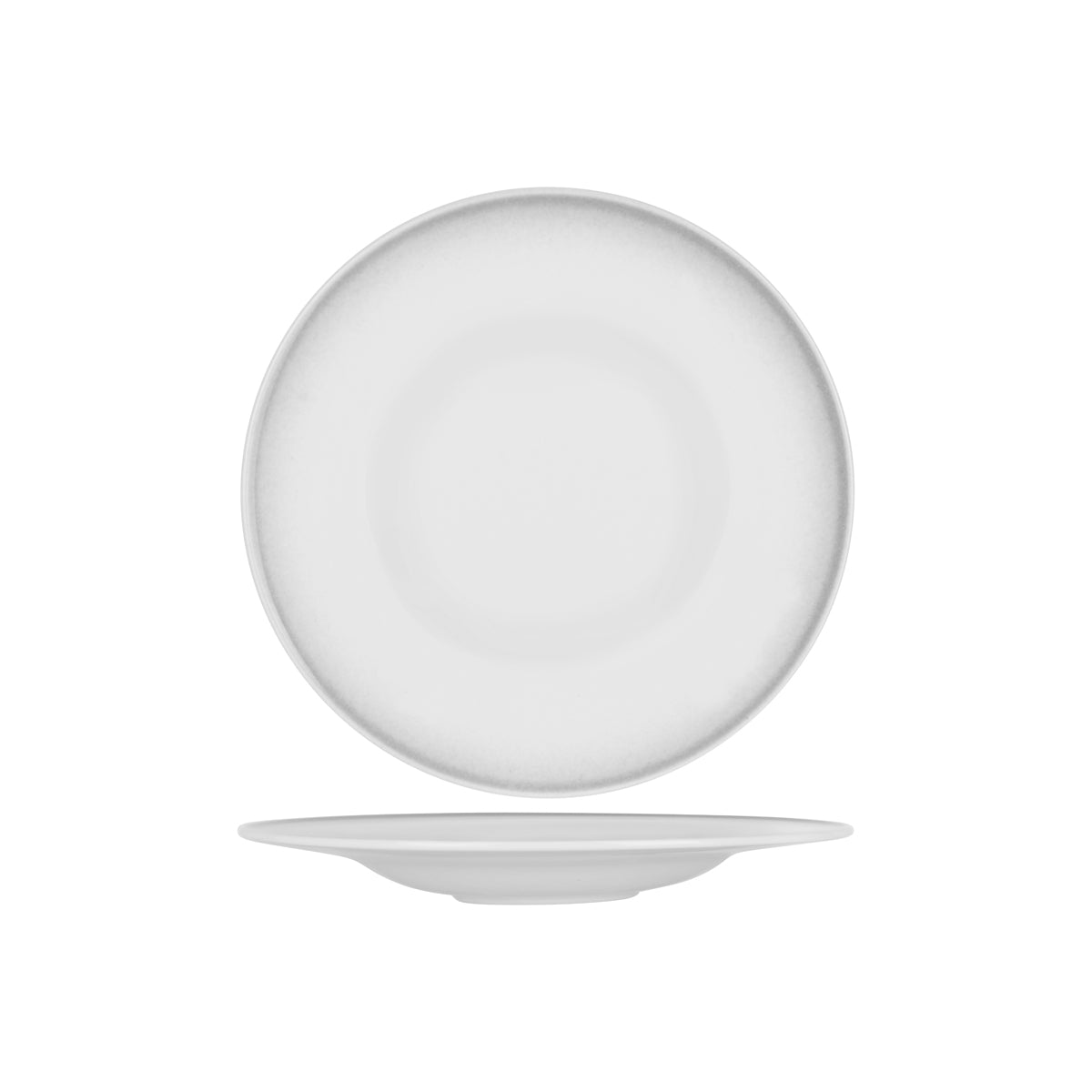 903007 Tablekraft Frosted Steel Round Signature Plate 300x125mm Tomkin Australia Hospitality Supplies