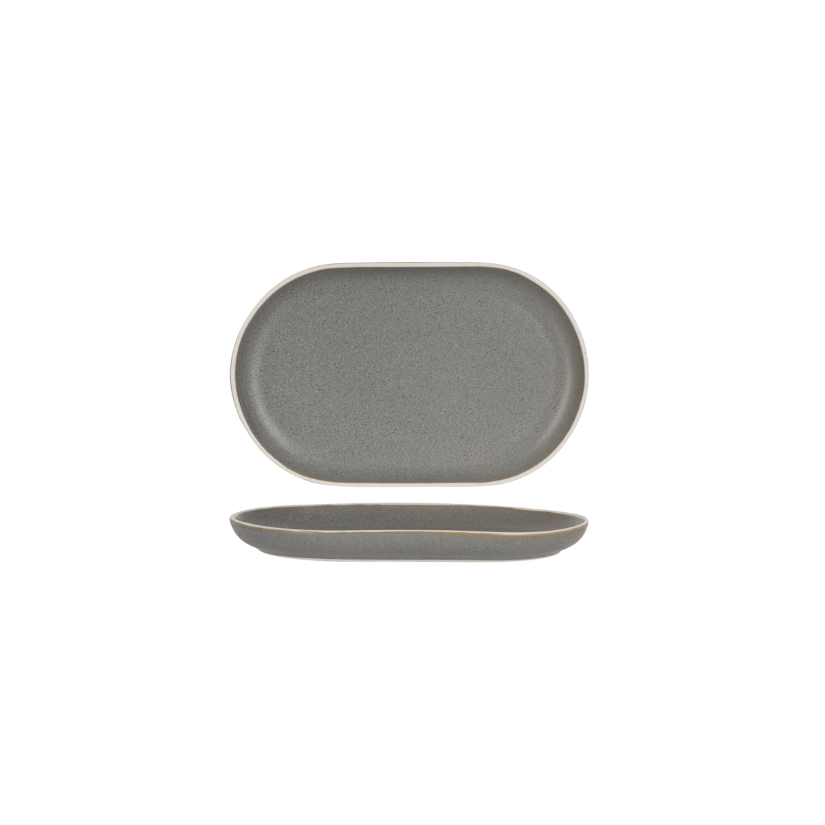908020 Tablekraft Urban Grey Oval Plate 250x160mm Tomkin Australia Hospitality Supplies