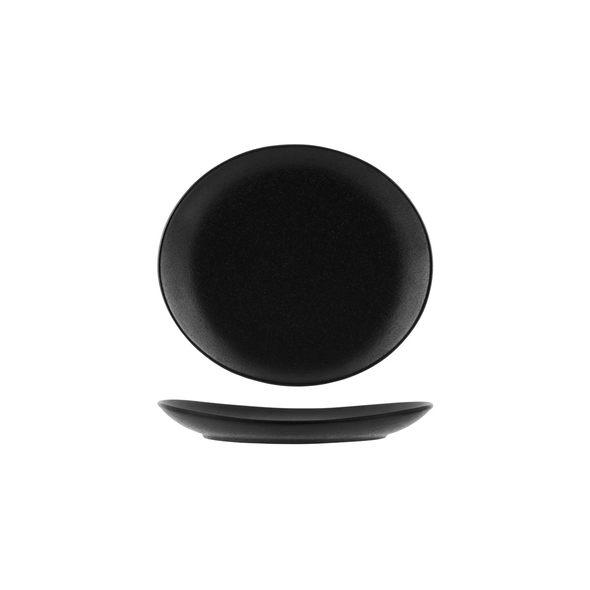 909536 Tablekraft Black Oval Coupe Plate 0mm Tomkin Australia Hospitality Supplies