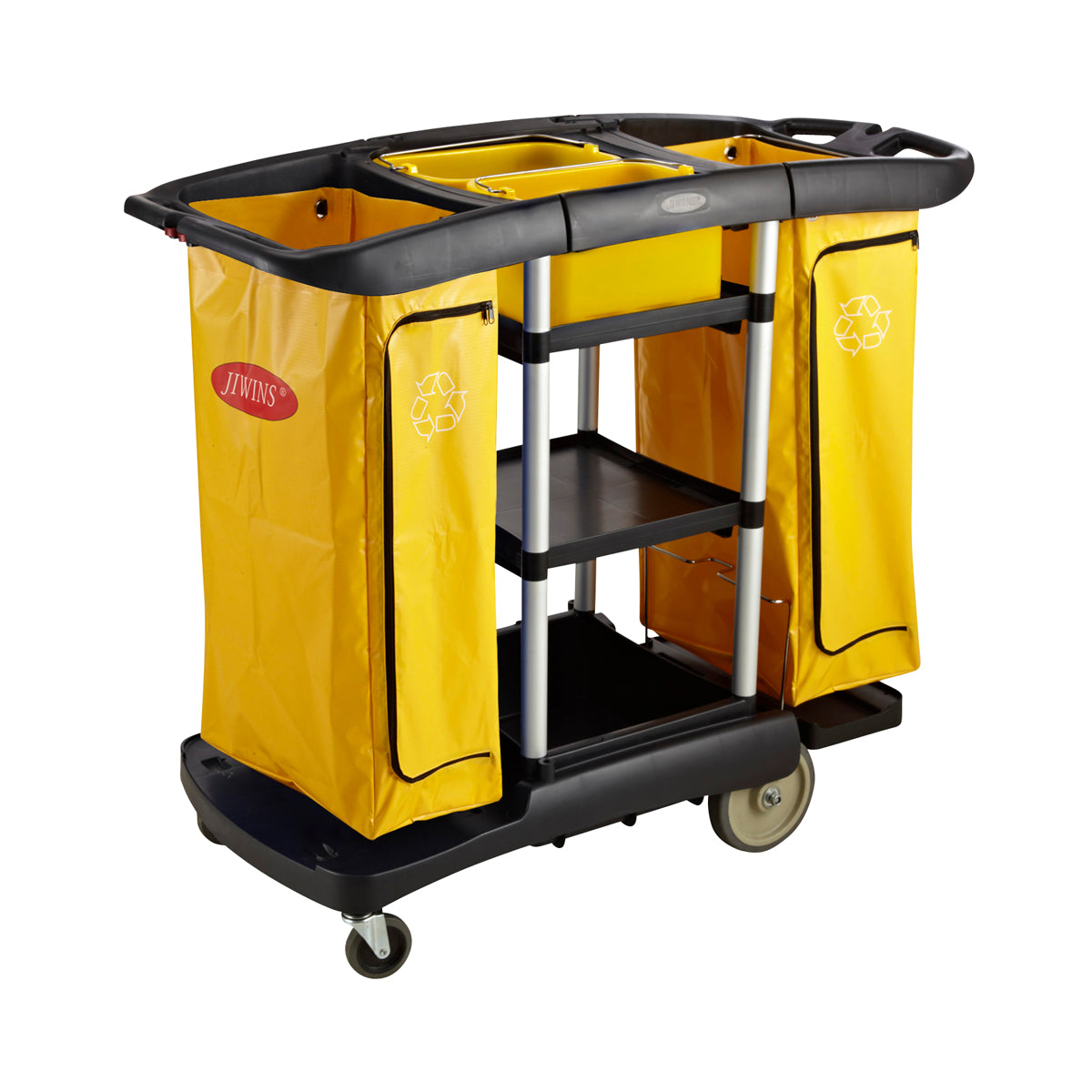 JW-CCHD Jiwins High Capacity Cleaning Cart Black 1301x575x1129mm Tomkin Australia Hospitality Supplies