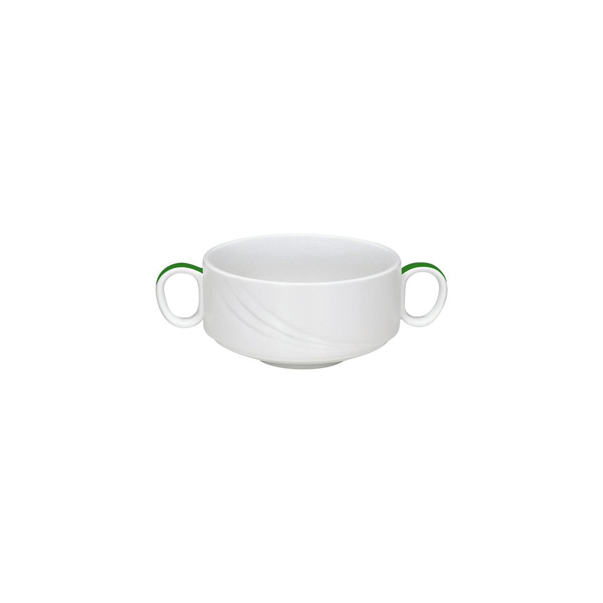 SH9182740/62951 Donna Senior Decor Stackable Soup Cup with 2 Handles with Dark Green Band 108x66mm / 480ml Tomkin Australia Hospitality Supplies