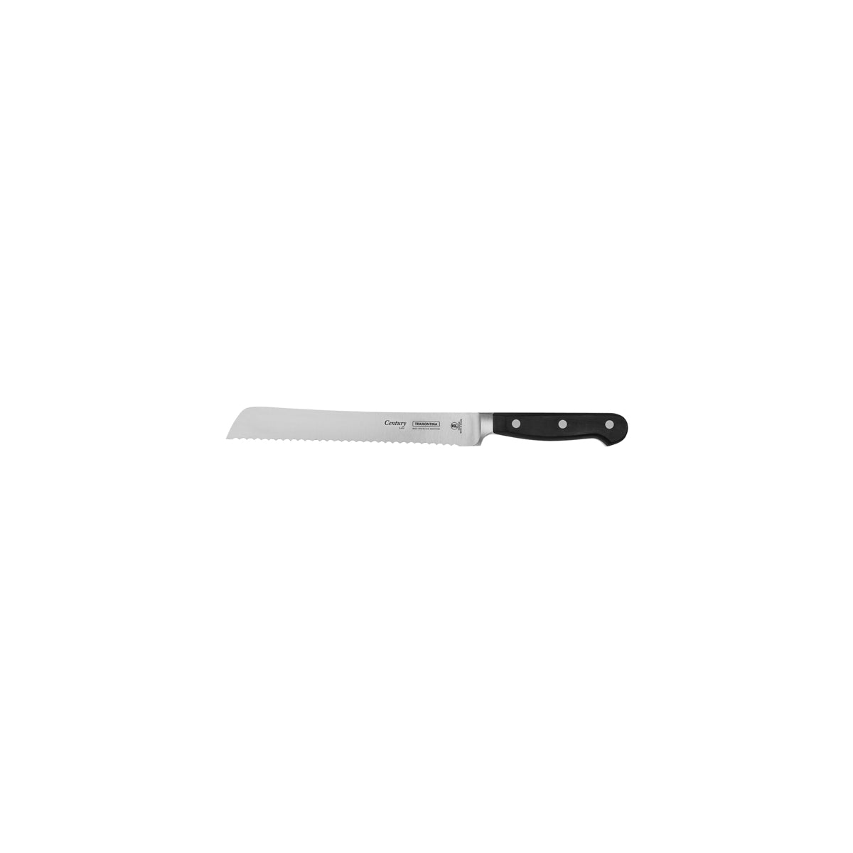 TM24009/108 Tramontina Century Bread Knife Serrated Blade with Forged Handle Black 203mm Tomkin Australia Hospitality Supplies