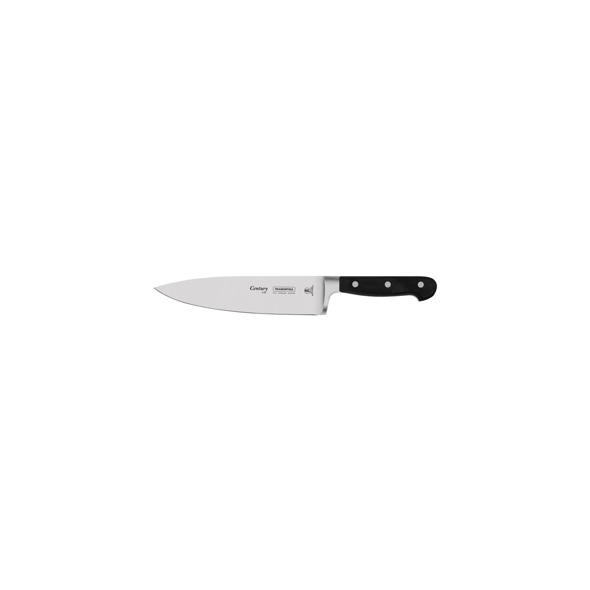 TM24011/108 Tramontina Century Chefs Knife Straight Blade with Forged Handle Black 203mm Tomkin Australia Hospitality Supplies