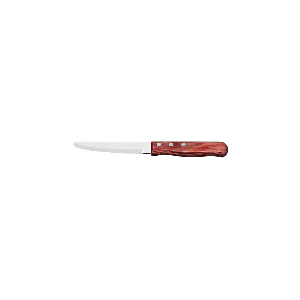 TM38299/004 Tramontina Churrasco Steak Knife Serrated Wide Blade with Polywood Handle Red 127mm With Reverse Logo Tomkin Australia Hospitality Supplies