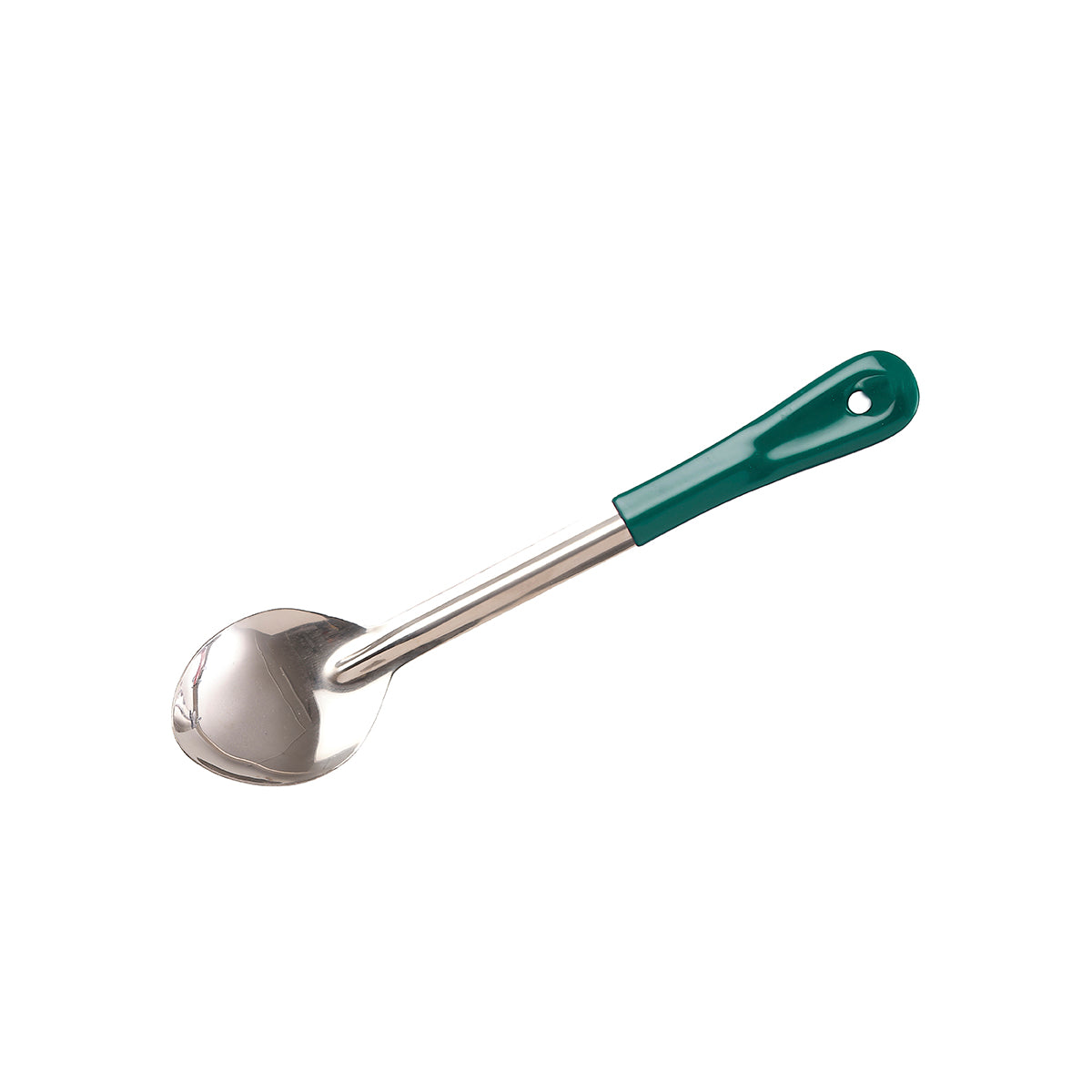 Basting Spoon Solid Stainless Steel Green Handle 330mm