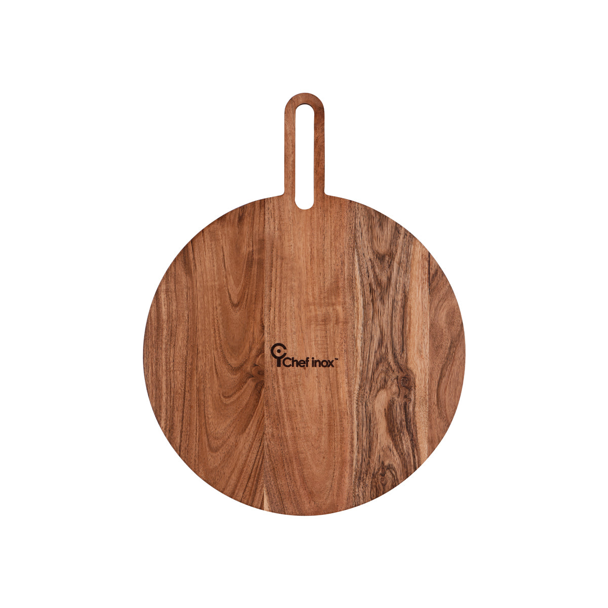 04702 Chef Inox Serve Natural Acacia Round Paddle Board 350x15mm Tomkin Australia Hospitality Supplies