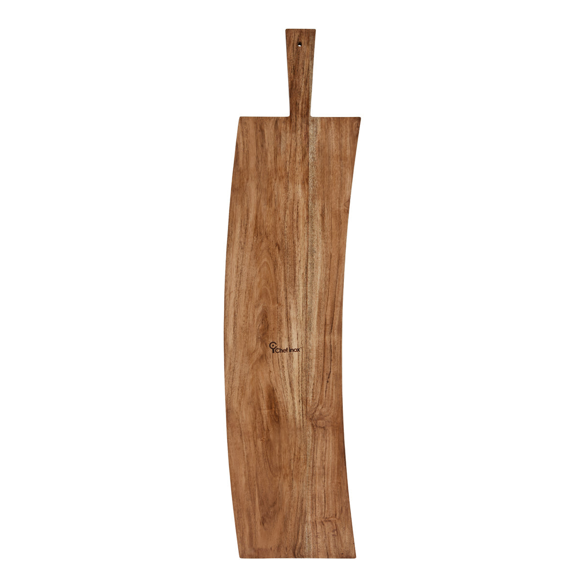 04972 Chef Inox Serve Acacia Paddle Board Bent with Black Acacia Inlay 810x185x25mm Tomkin Australia Hospitality Supplies