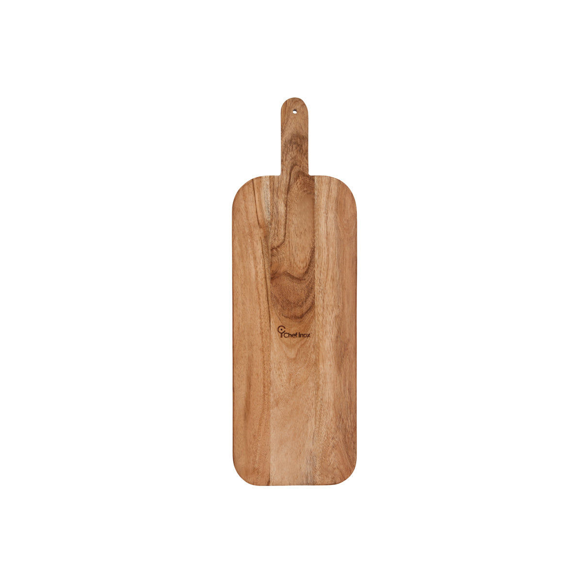 04973 Chef Inox Serve Acacia Paddle Board with Black Acacia Inlay 560x180x15mm Tomkin Australia Hospitality Supplies