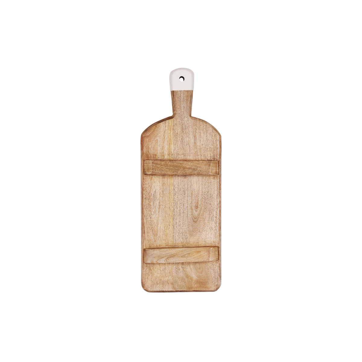 04991 Chef Inox Serve Mangowood Rectangular Serving Board with White Handle 500x180x30mm Tomkin Australia Hospitality Supplies