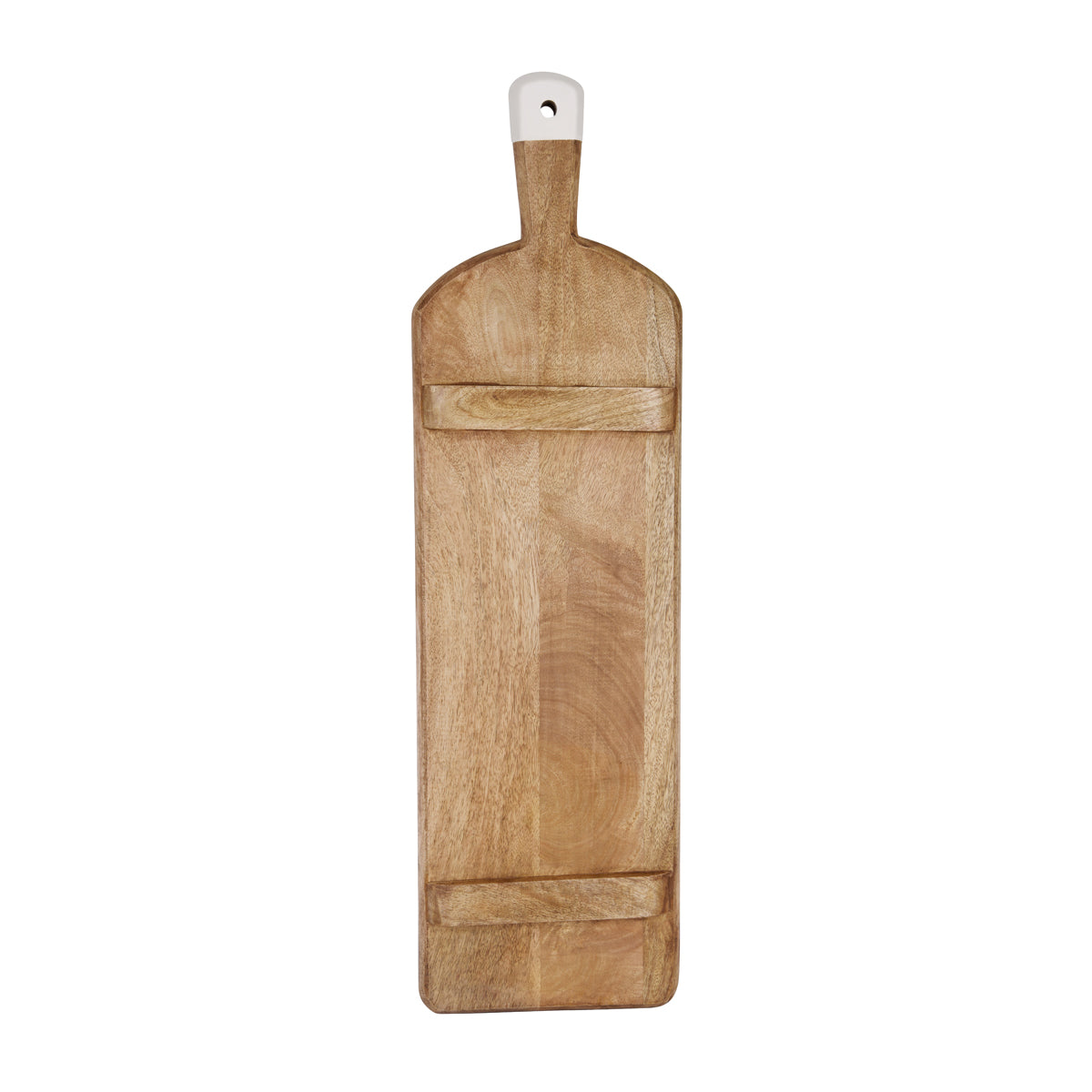 04992 Chef Inox Serve Mangowood Rectangular Serving Board with White Handle 700x200x35mm Tomkin Australia Hospitality Supplies