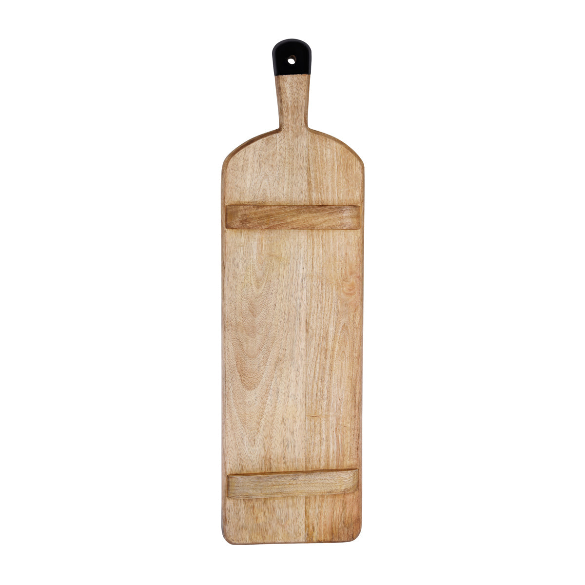 04995 Chef Inox Serve Mangowood Rectangular Serving Board with Black Handle 700x200x40mm Tomkin Australia Hospitality Supplies