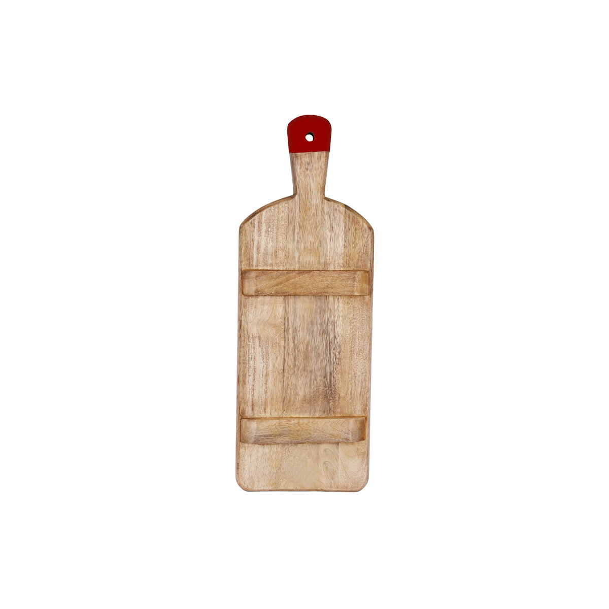 04996 Chef Inox Serve Mangowood Rectangular Serving Board with Red Handle 500x180x40mm Tomkin Australia Hospitality Supplies