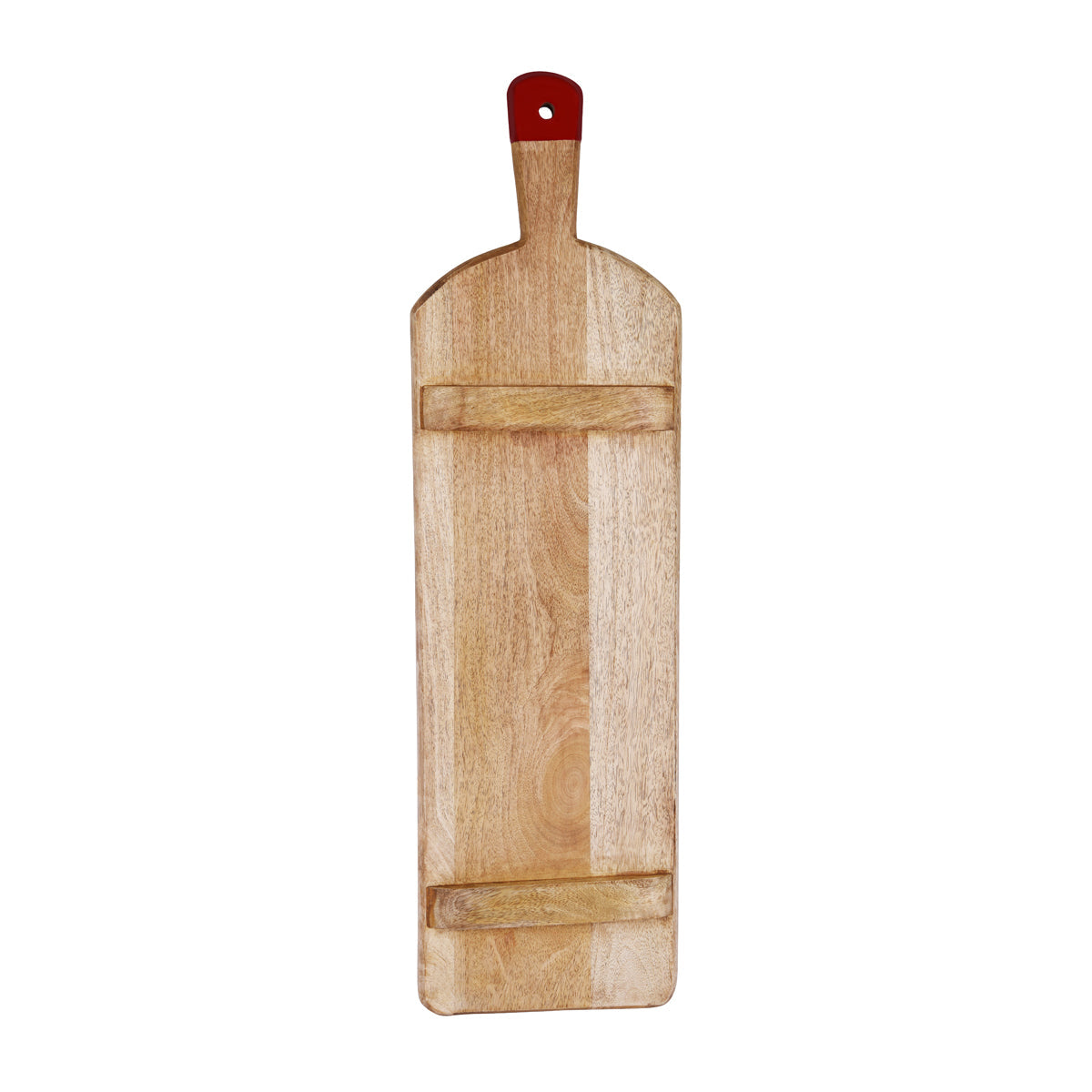 04998 Chef Inox Serve Mangowood Rectangular Serving Board with Red Handle 700x200x40mm Tomkin Australia Hospitality Supplies