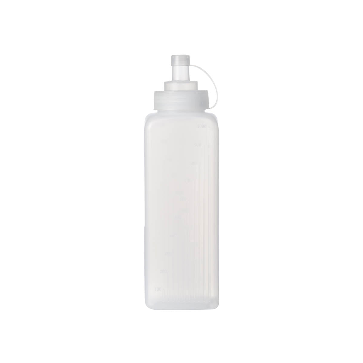 06852 Chef Inox  Square Wide Mouth Squeeze Bottle Graduated 1000ml Clear Tomkin Australia Hospitality Supplies