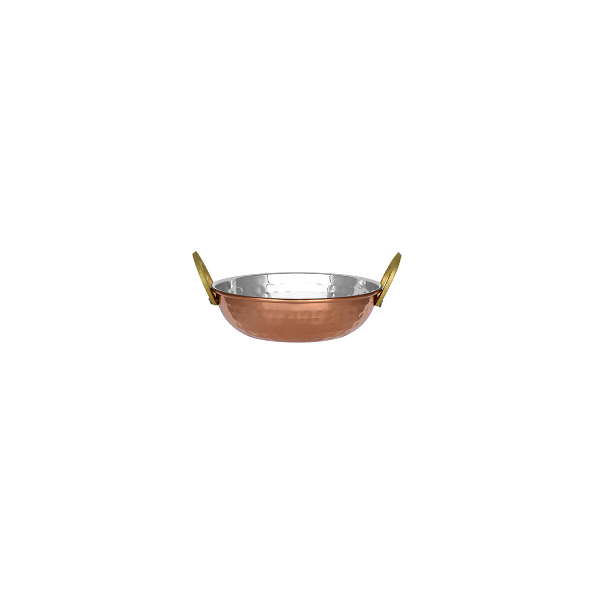 07494 Chef Inox Kadhi Bowl with Handles Copper Plate 130x40mm Tomkin Australia Hospitality Supplies