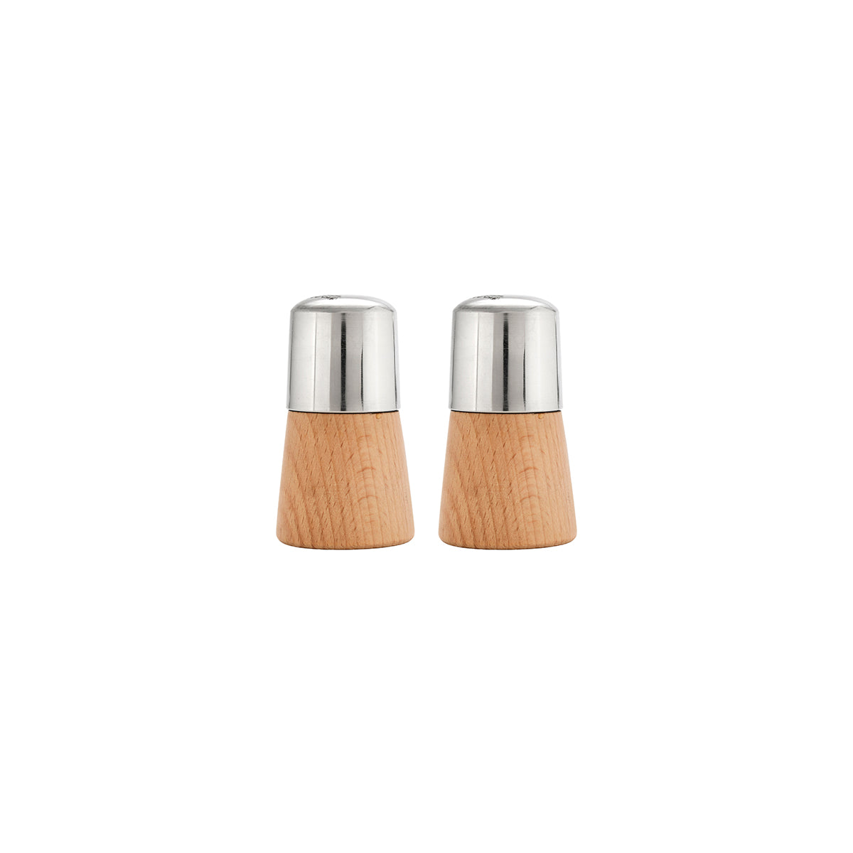 Salt &amp; Pepper Shaker Stainless Steel with Wood Base
