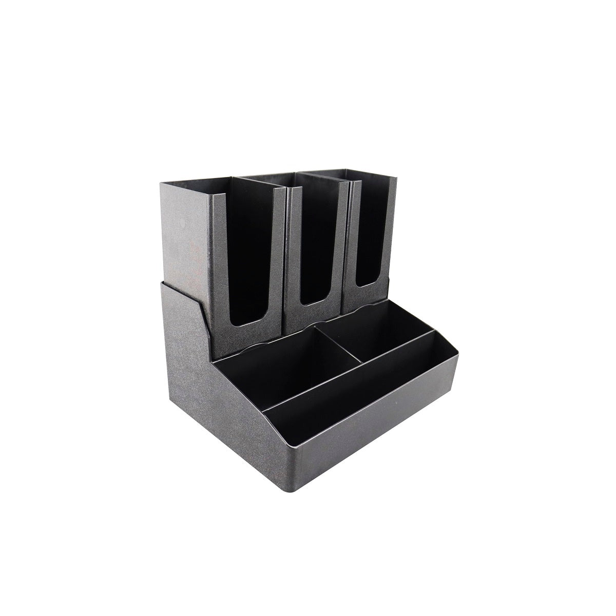 08662 Chef Inox Chef Inox 6-Comp Cup &amp; Condiment Organiser Black Tomkin Australia Hospitality Supplies