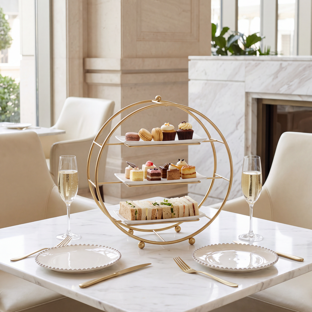 Serve 3-Tier Display Stand with White Trays 400x170mm