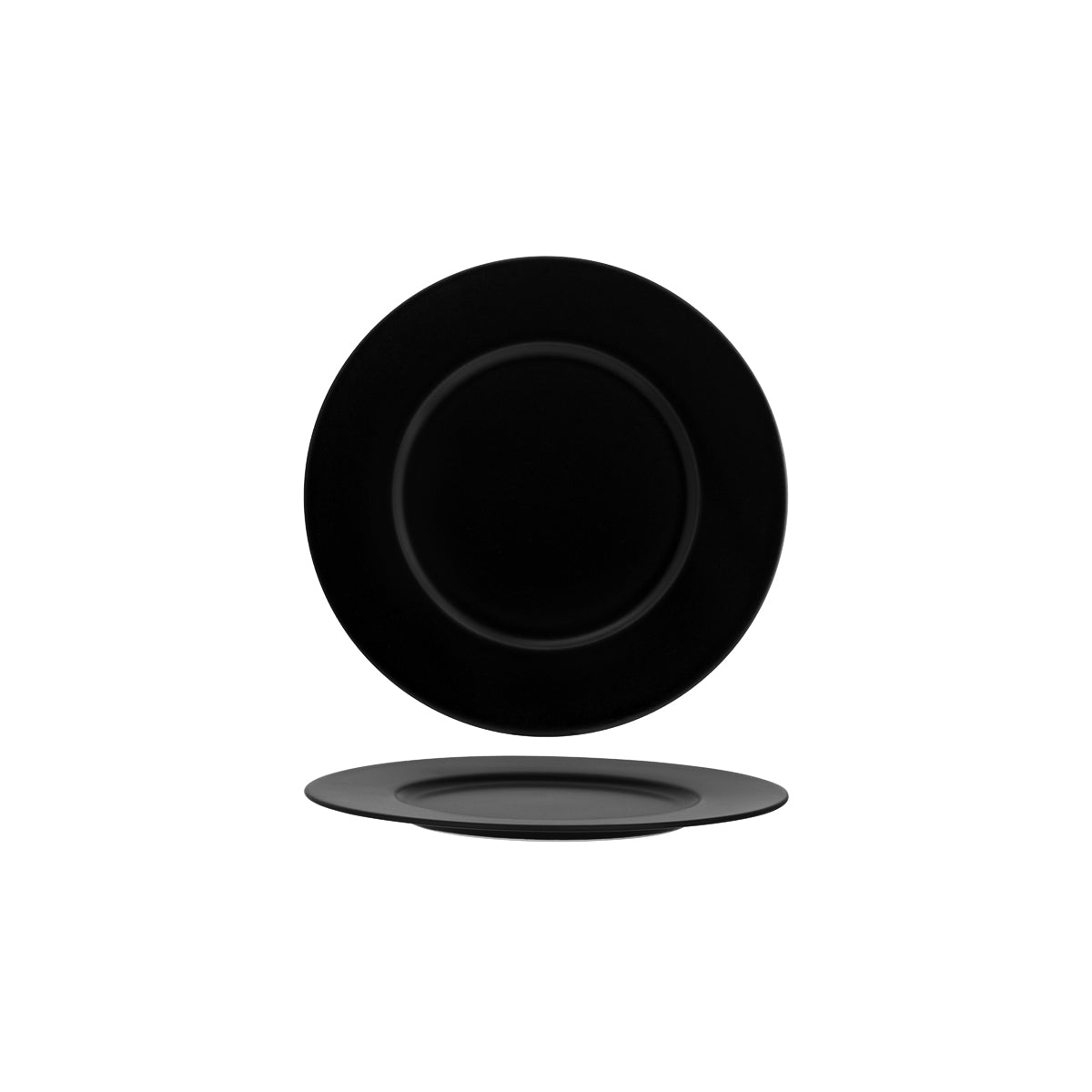 130728 Bonna Notte Black Round Plate Wide Rim 240x15mm Tomkin Australia Hospitality Supplies