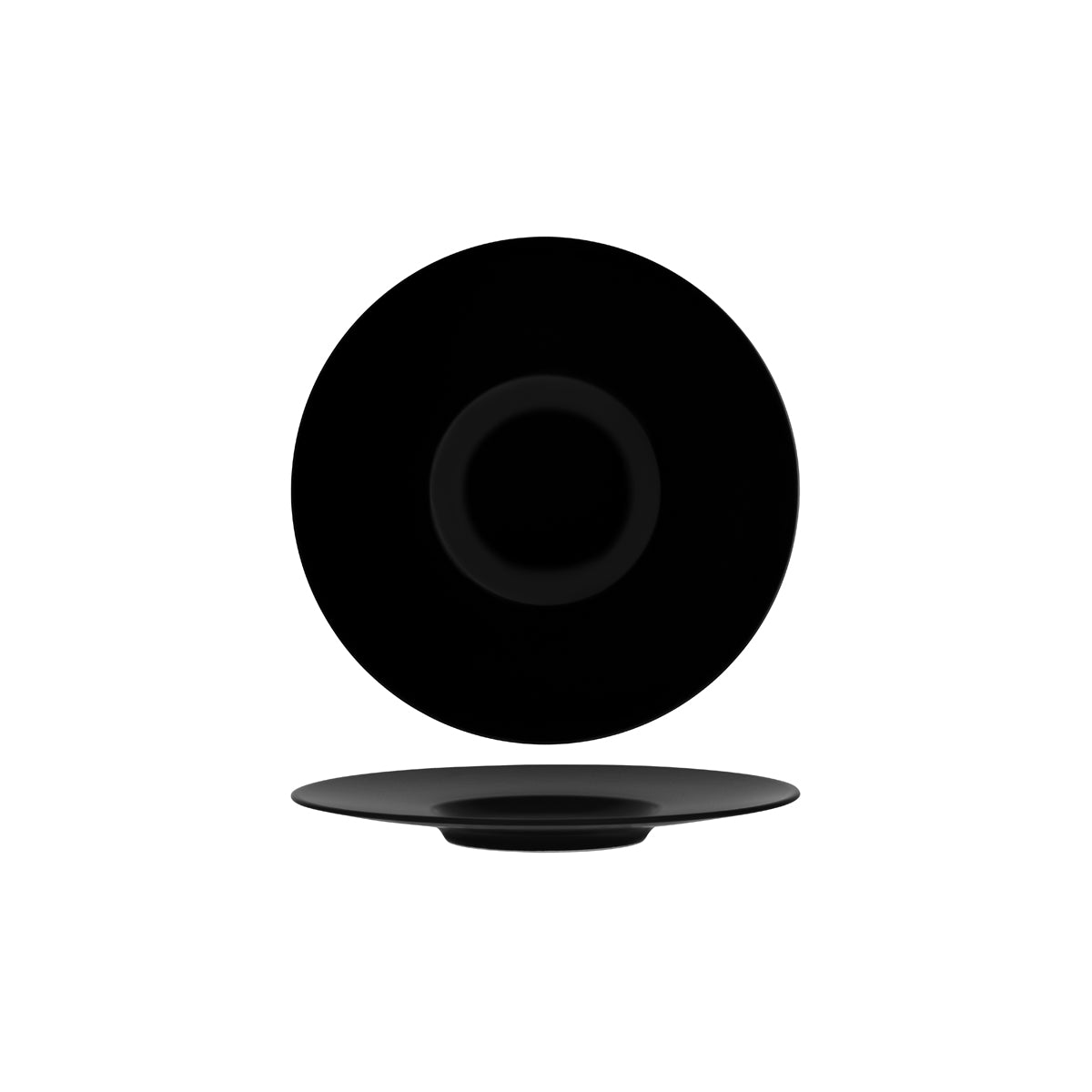 130731 Bonna Notte Black Round Plate Wide Rim 300x30mm Tomkin Australia Hospitality Supplies