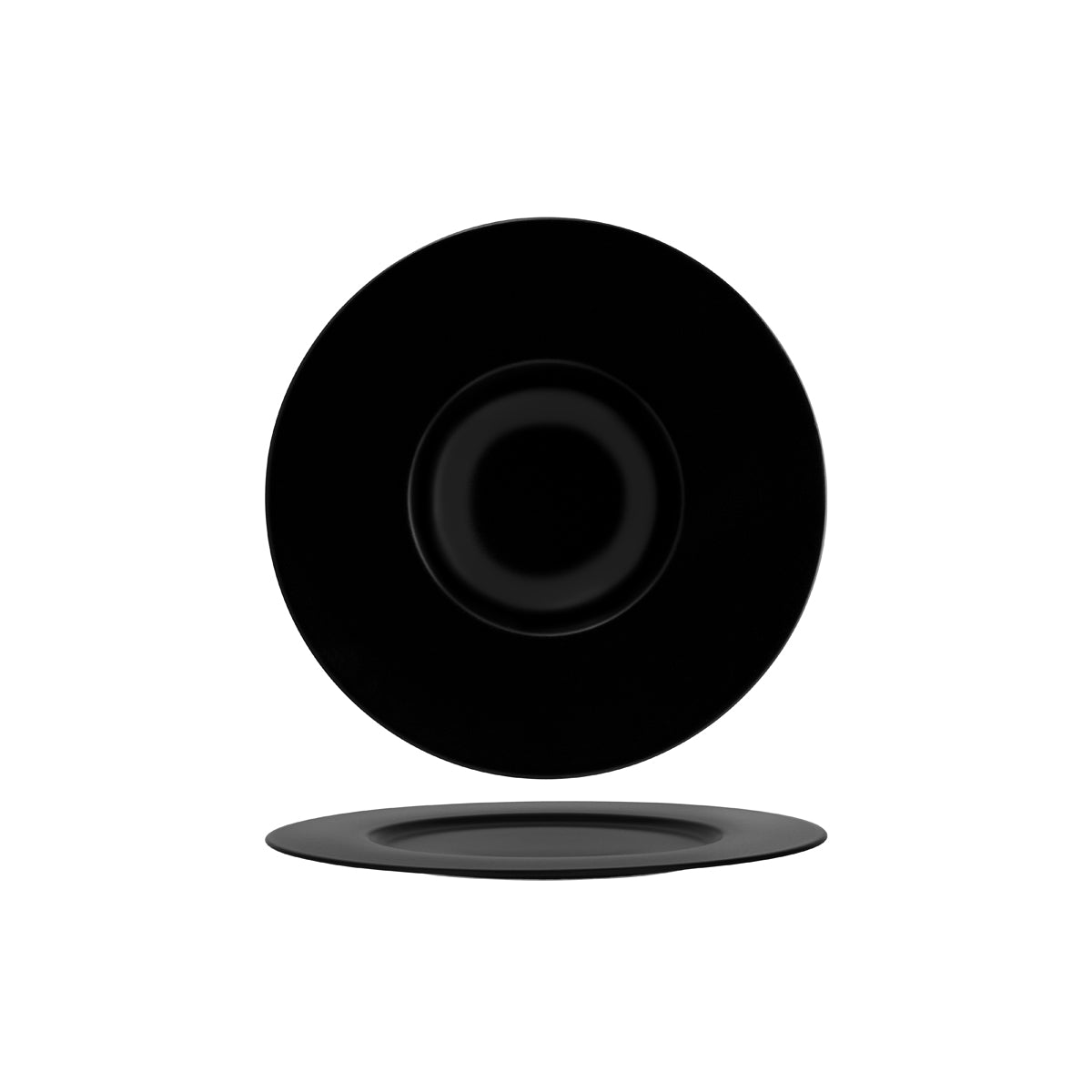 130732 Bonna Notte Black Round Plate Wide Rim 320x32mm Tomkin Australia Hospitality Supplies