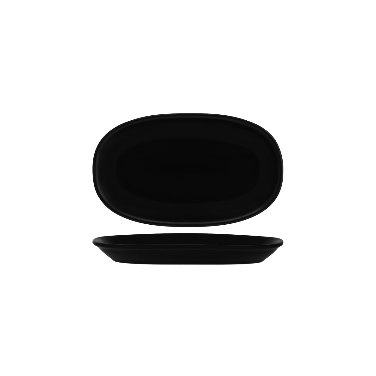 130773 Bonna Notte Black Oval Coupe Dish 290x170x32mm Tomkin Australia Hospitality Supplies