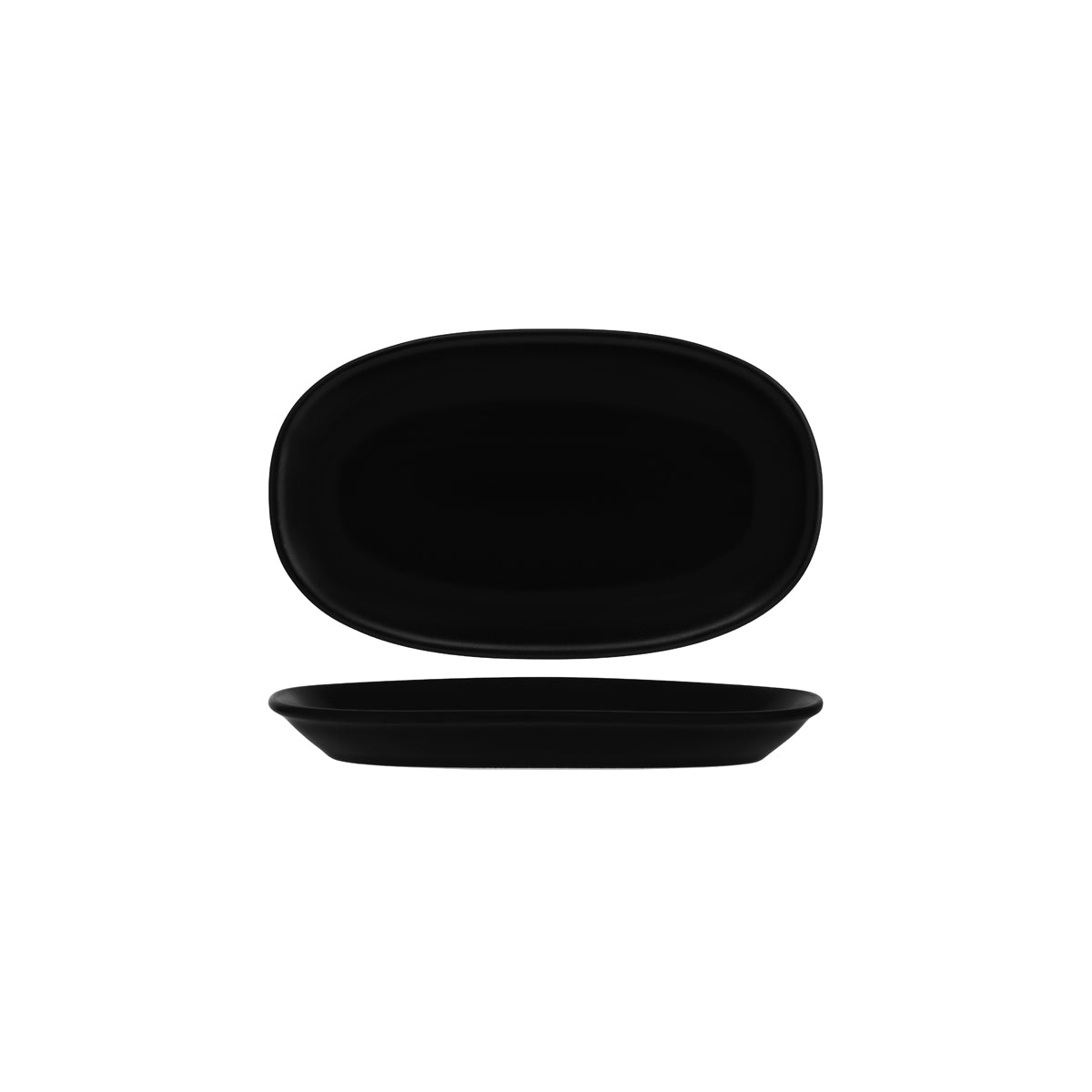 130773 Bonna Notte Black Oval Coupe Dish 290x170x32mm Tomkin Australia Hospitality Supplies