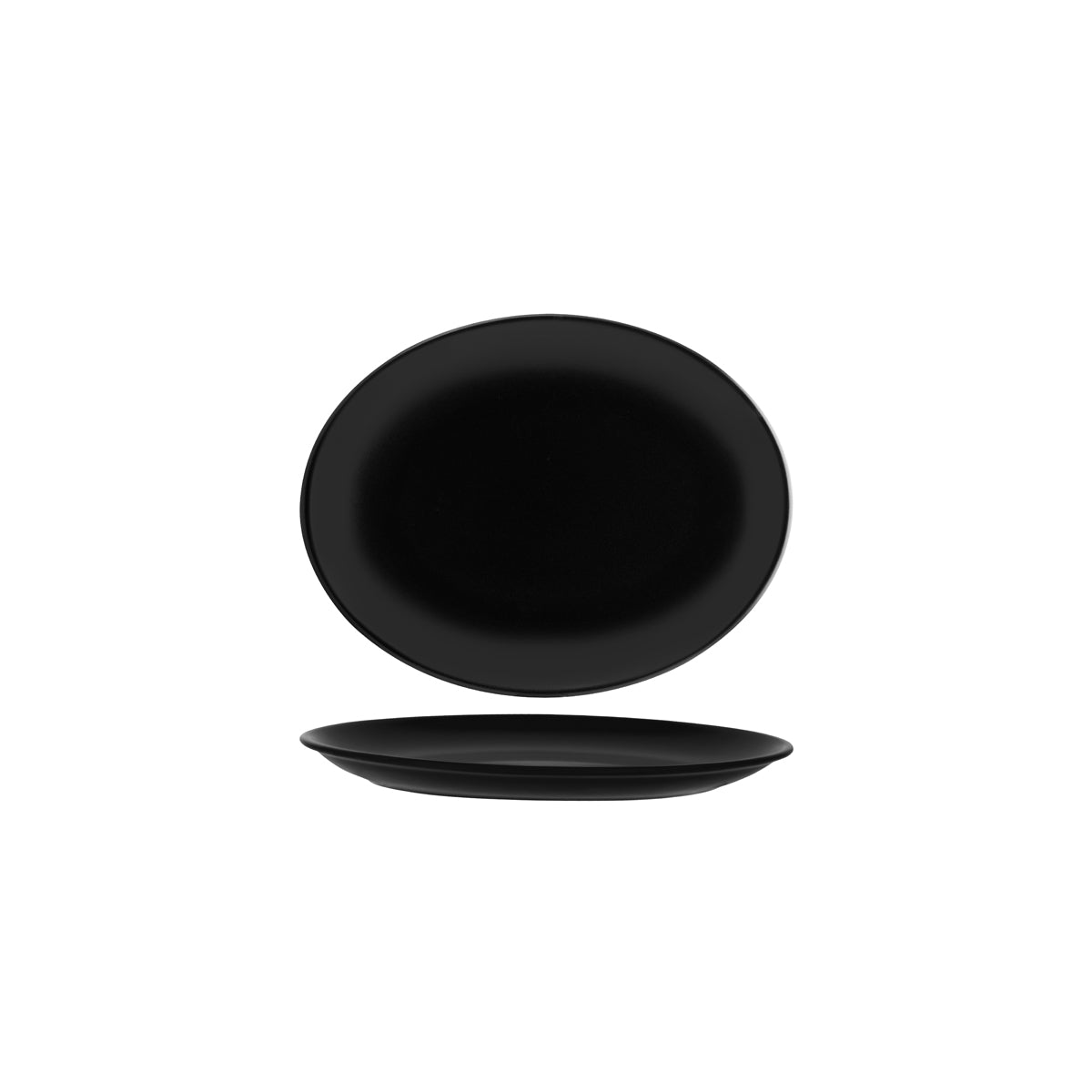 130774 Bonna Notte Black Oval Coupe Platter 250x185x26mm Tomkin Australia Hospitality Supplies