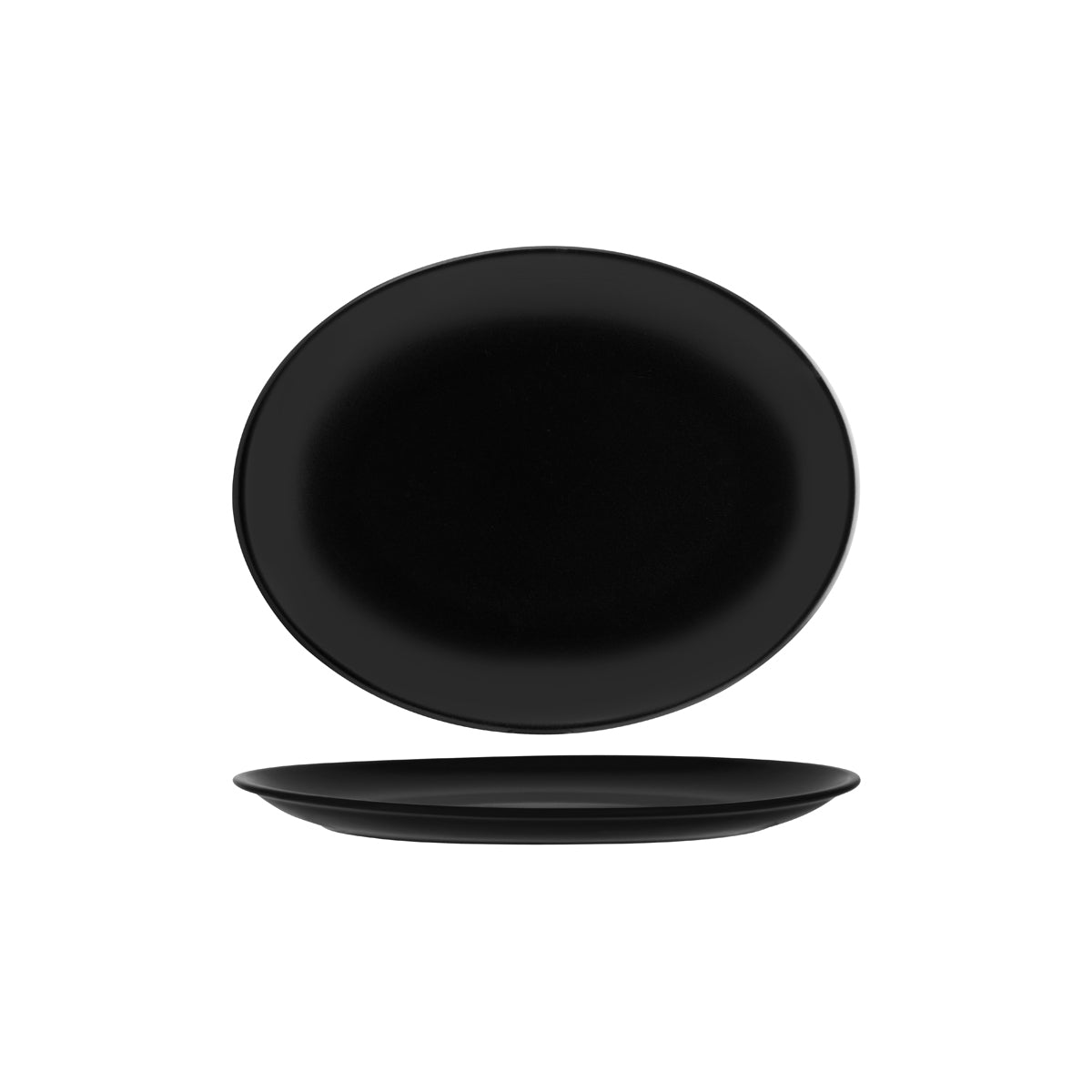 130776 Bonna Notte Black Oval Coupe Platter 360x280x30mm Tomkin Australia Hospitality Supplies