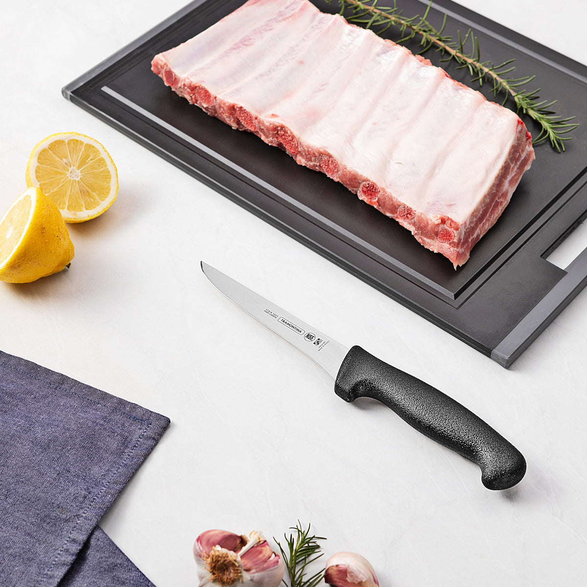 Professional Master Black Boning Knife Stiff with Straight Edge 120mm
