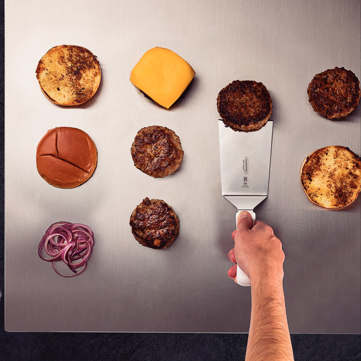 Professional Master Grill Spatula Angled Wide White 50x152x350mm