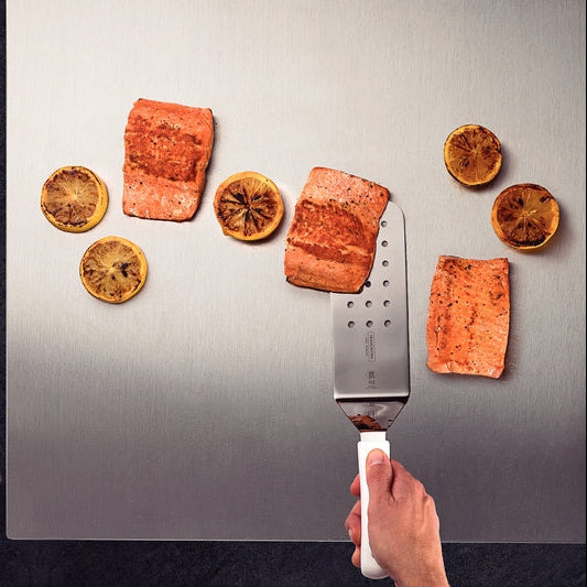 Professional Master Slotted Spatula Angled Wide White 95x229x435mm