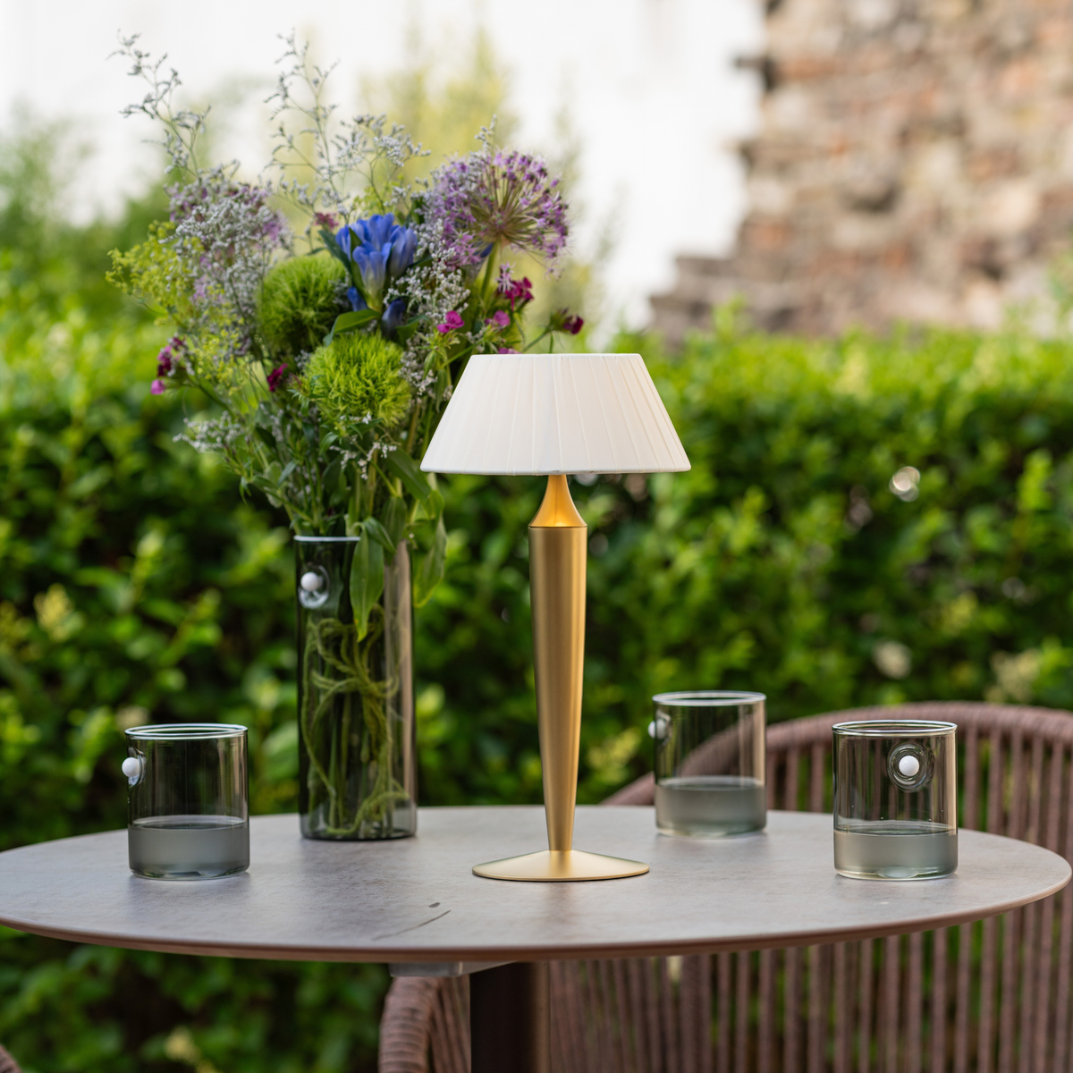 Flaminia Matt Bronze + Ivory Lampshade LED Table Lamp