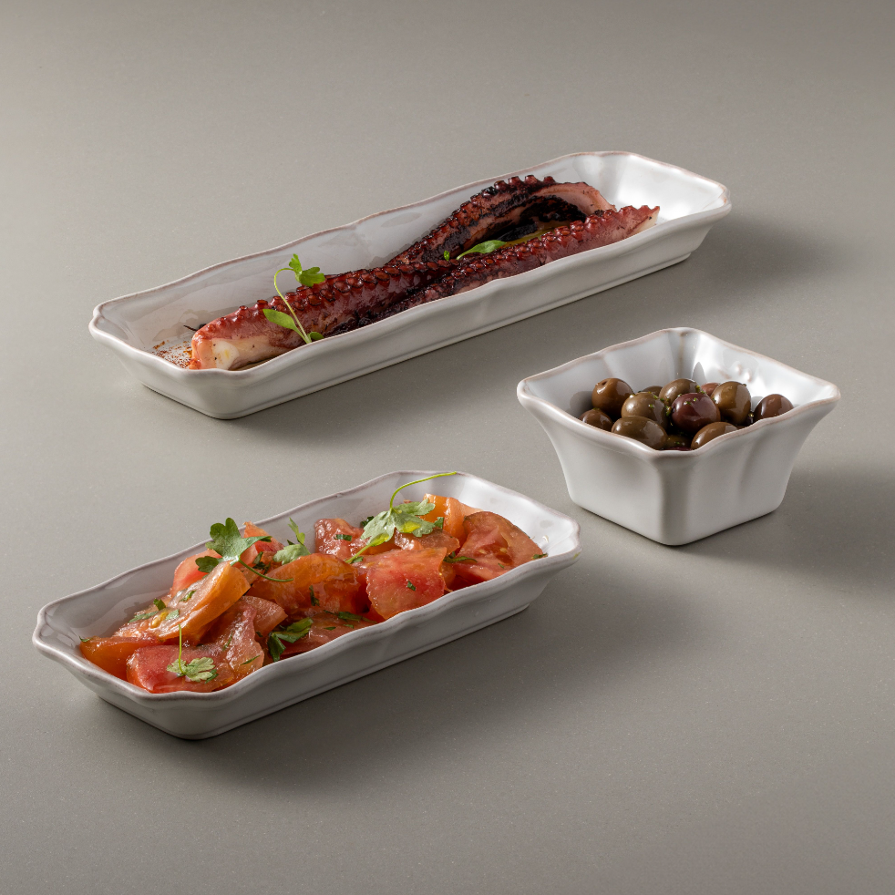 300018 Costa Nova Alentejo White Rectangular Tray 313x102mm Tomkin Australia Hospitality Supplies