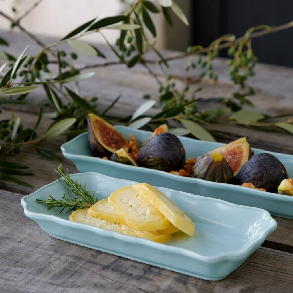 300068 Costa Nova Alentejo Turquoise Rectangular Tray 212x103mm Tomkin Australia Hospitality Supplies