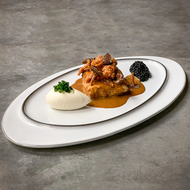 300104 Costa Nova Âmbar Salt of the Sea Oval Plate 369x209mm Tomkin Australia Hospitality Supplies