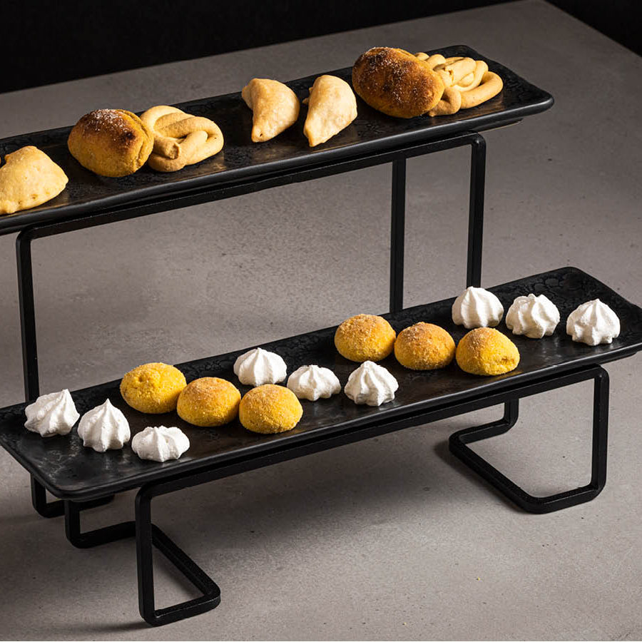 Boutique Black Metallic Low Rectangular Riser 200x94mm